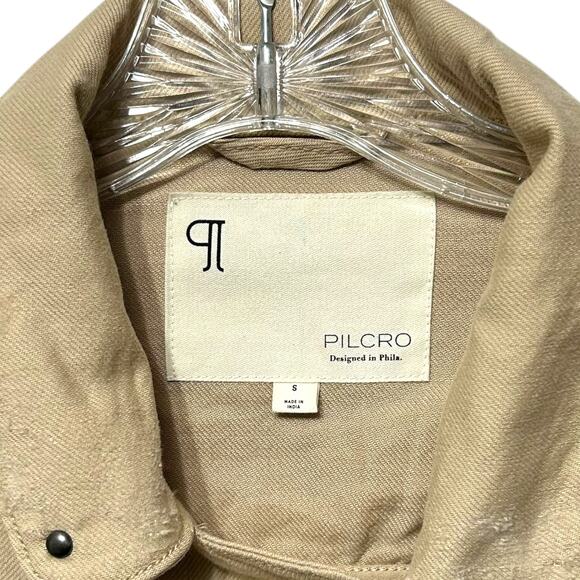 Pilcro Tidal Moto Utility Jacket Women's Sz S Beige Distressed Crop Boxy Neutral - Picture 4 of 7